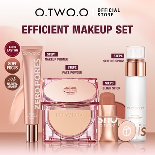 O.TWO.O Face Makeup Set Face Primer+Face Powder + Blush Stick+ Setting Spray Long Lasting All Day Set Cosmetics
