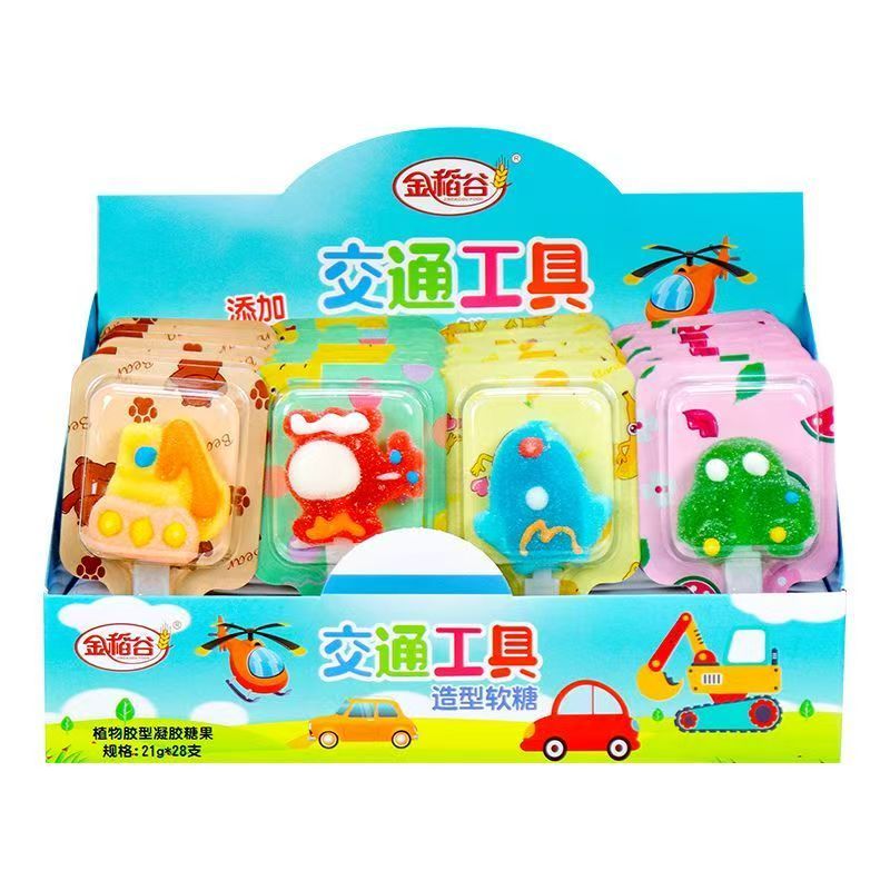 JINDAOGU Vehicle Gummy 28 ชิ้น - ขนมสําหรับเด็กรูปทรงน่ารักพร้อมน้ําแอปเปิ้ล 5% (ฮาลาลและอย.)