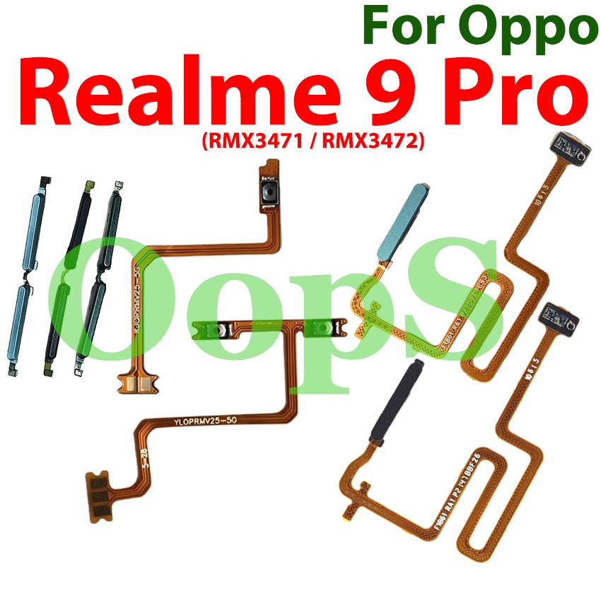 สําหรับRealme 9 Pro RMX3471 RMX3472 เซ็นเซอร์สัมผัสลายนิ้วมือFinger Power Volume Switch ON OFFปุ่มด้านข้างKey Flex Cable
