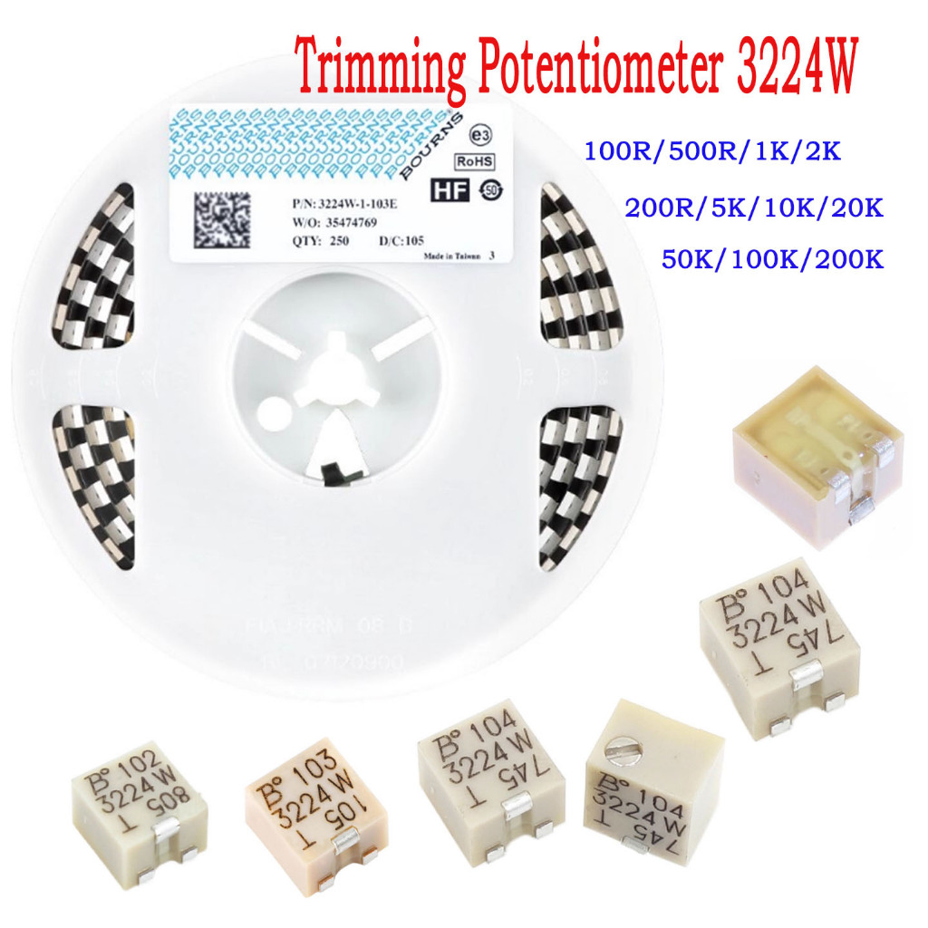 3224W สไตล์ Precision Trimmer Potentiometer ปรับความต้านทาน 3224W-1-101E 100R 1K 2K 10K 50K