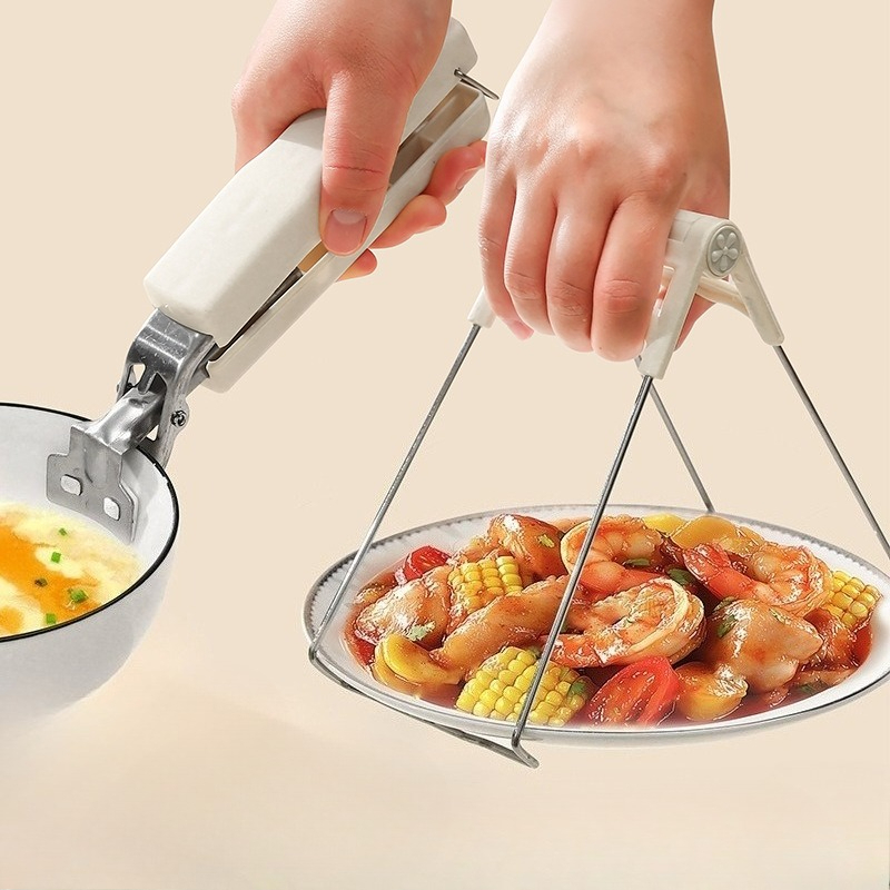 คลิปป้องกันการลวกจานหนีบ Steamer Gripper ถุงมือซิลิโคนถาดเตาอบไมโครเวฟกระทะกันลื่น คลิปอุปกรณ์ครัว