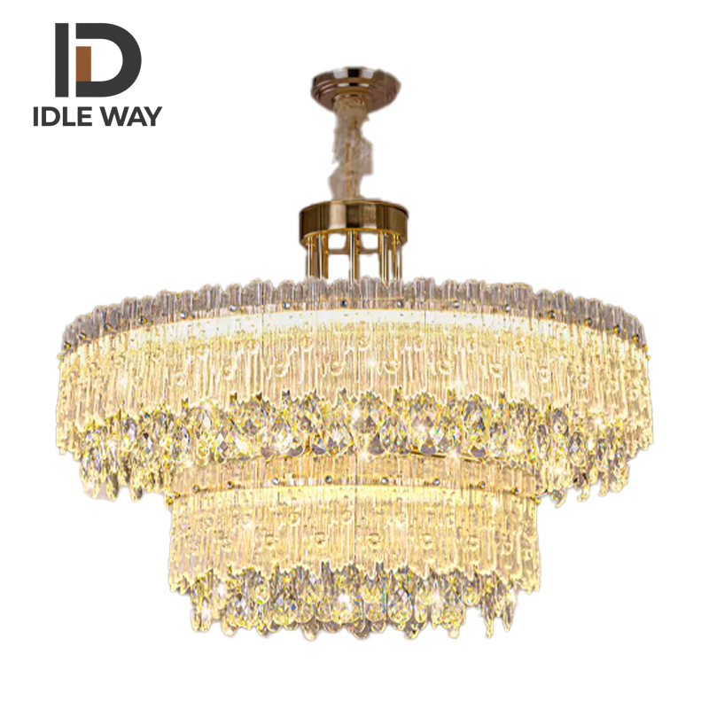 IDLEWAY โคมไฟระย้าคริสตัล [WD5357] K9 โคมไฟคริสตัลหรูหราแหล่งกําเนิดแสงสามสีปรับได้
