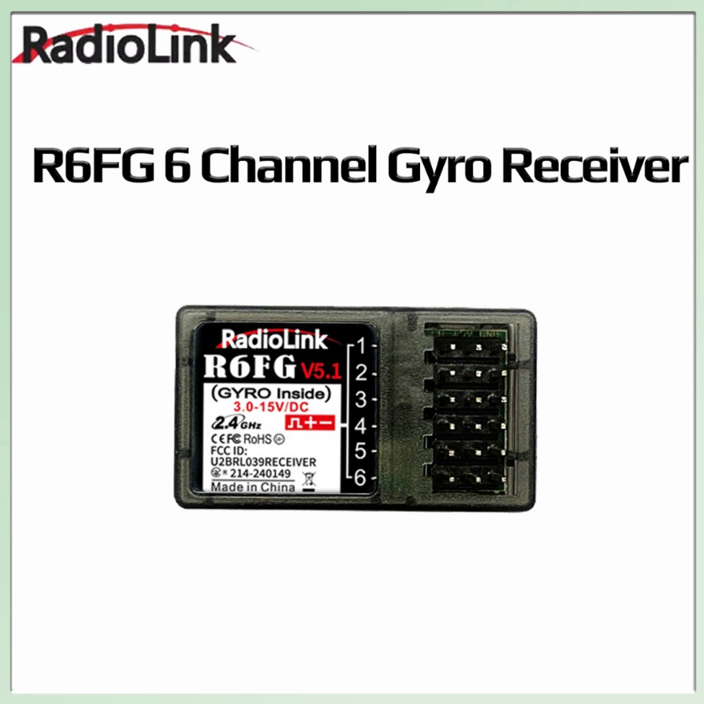 ขายร้อน RadioLink R6FG 6 ช่อง Gyro Receiver V5.1 สําหรับ RC รีโมทคอนโทรลรถเรือรุ่น RC8X/RC6GS/RC4GS/