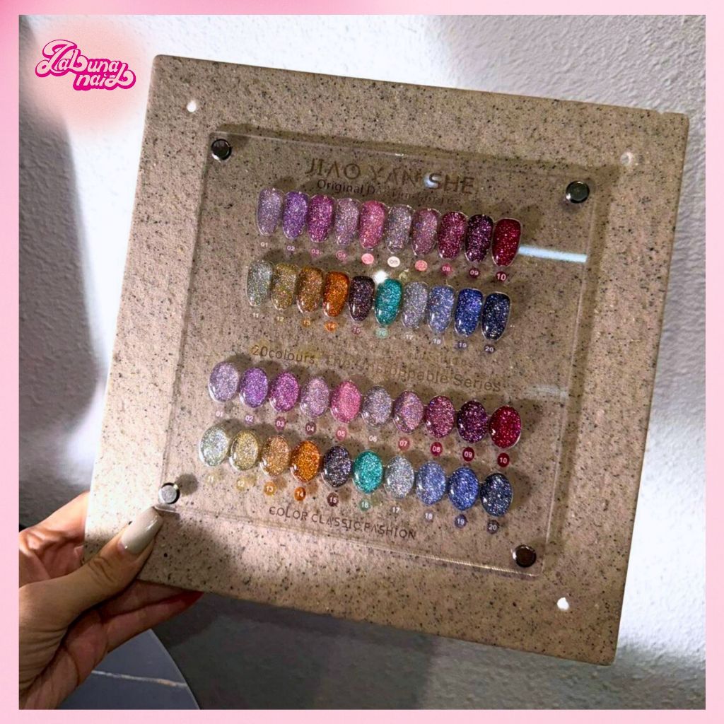 【พร้อมส่ง】ชุดยาทาเล็บเจล JYS 20 สี เจลเพชรแตกหัก เจลแวววาว เจลเลื่อม (JIAO YAN SHE)  บัตรสีฟรี