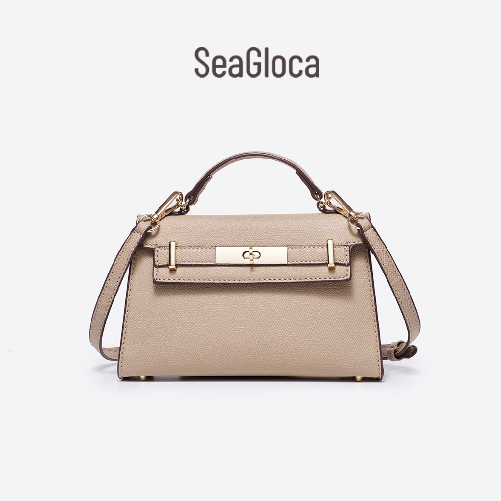 SeaGloca Leather Tote หรูหรา Saffiano Grain Bag พร้อมสายถอดได้หัวเข็มขัดสีทอง 52