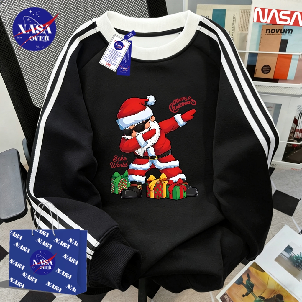 【จัดส่งจากกรุงเทพฯ】🔥NASA ฤดูหนาว Christmas🎄แบบพิเศษ ลายซานต้า🎅oversize แขนยาว ยู