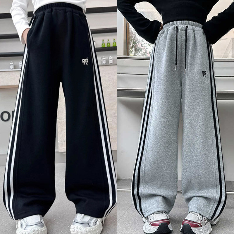 กางเกงเด็กผู้หญิง กางเกงขากว้าง Pants for Kids Girls เอวยางยืด เอวสูง หลวม หลวม 130-160cm