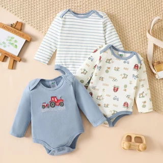 PAYI BABY-3 PIECES ผ้าฝ้ายนุ่มทารกแรกเกิดเสื้อผ้าเด็กทารกสาว Romper ทารกแขนยาว Onesies บอดี้สูท