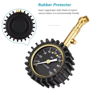 เครื่องวัดแรงดันลมยาง ความแม่นยำสูง 0-100 PSI แบบหน้าปัด ใช้ได้กับรถยนต์ทุกประเภท เกจ์วัดลมยางคุณภาพดี แข็งแรง ทนทาน ใช้งานง่าย มองเห็นชัด