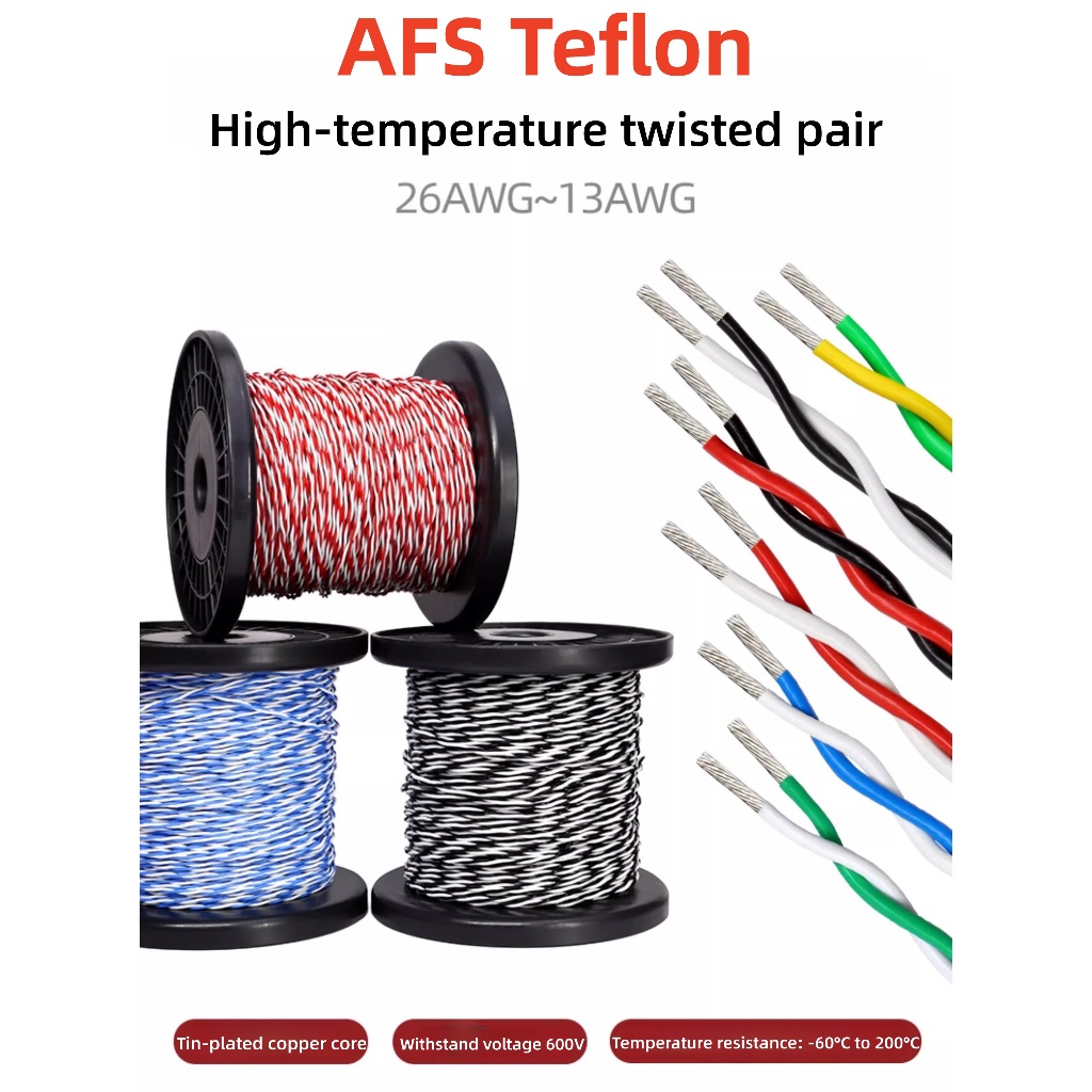 Teflon Twisted High Temperature Wire AFS Teflon Twisted Wire 0.12/0.2/0.5/2.5 Square 2-core Twisted 