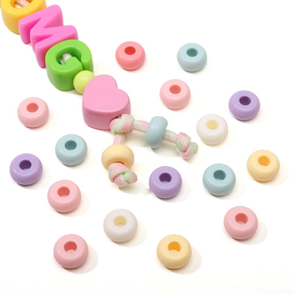 [13x7มม.] ลูกปัดหลุมขนาดใหญ่ไอศกรีมสีลูกปัดแบน ทําเอง แขวนอุปกรณ์โซ่สุ่มสีผสมแฟชั่นแฮนด์เมด