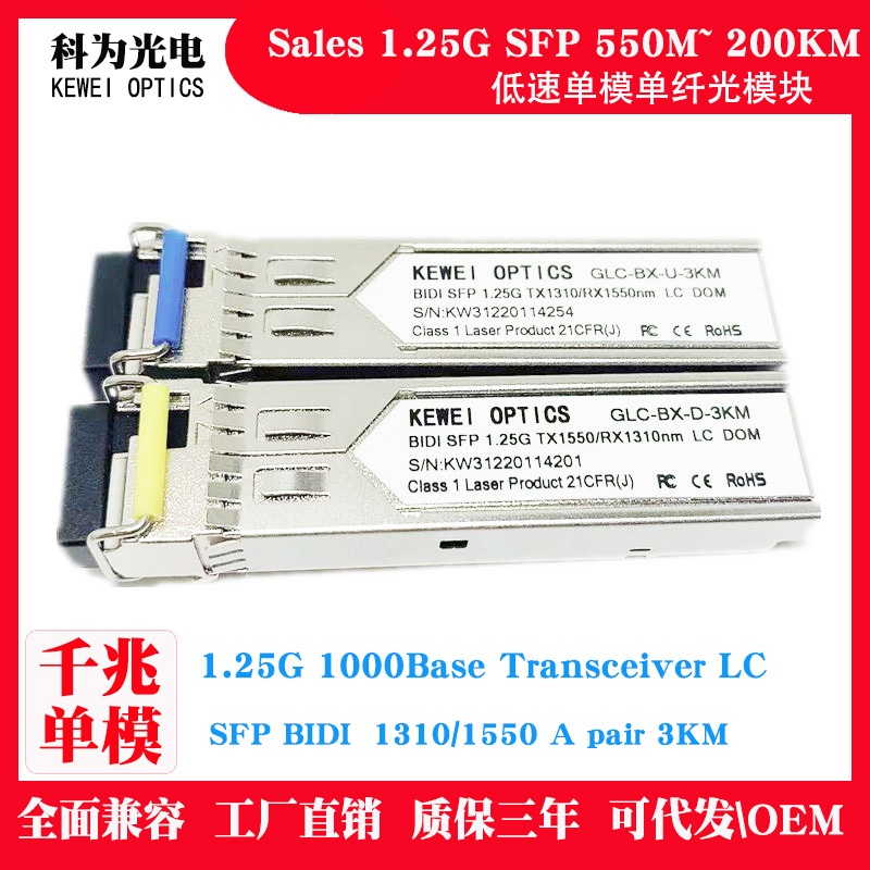 1 คู่ 1.25G SFP 3 กม./10 กม./20 กม./40 กม./80 กม. 1550/1490/1310nm LC/SC connector Optical fiber อุป