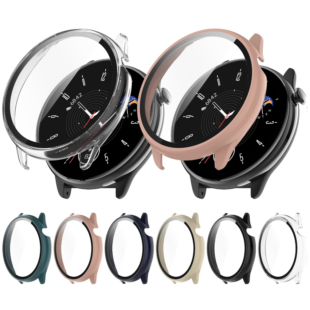 กรณี + ป้องกันหน้าจอสําหรับ Huami Amazfit GTR Mini A2174 กรอบ PC ฝาครอบกันชน + HD Slim กระจกนิรภัยป้องกันรอยขีดข่วน