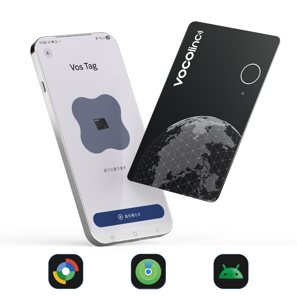 VOCOlinc แท็กติดตามอากาศแบบเปลี่ยนระบบคู่, เข้ากันได้กับ iOS Apple Find My & Android Google Find Hub