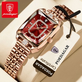 POEDAGAR นาฬิกาผู้หญิงของแท้พร้อมเพชรสายสแตนเลสวันที่เรืองแส…