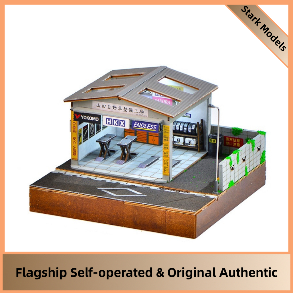 1:64 JDMโรงรถDama | Yamada Auto Repair Shop พร้อมอุปกรณ์เสริม Rich & ไฟ LED สําหรับคอลเลกชันโมเดลรถ