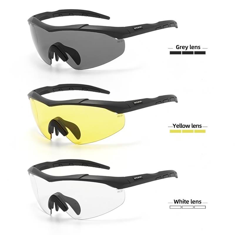 แว่นตายุทธวิธี M501 กันแดด UV400 พร้อมเลนส์เปลี่ยนได้ 3 สไตล์, กรอบ TR90 PC กันกระแทก ออกแบบมาสำหรับ