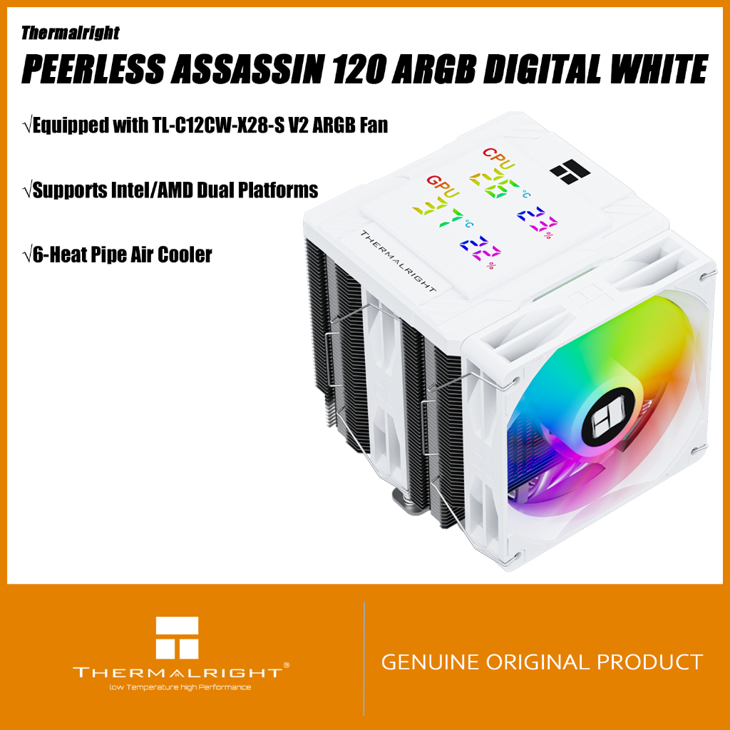 Thermalright Peerless Assassin 120 ARGB DIGITAL WHITE CPU Air Cooler PA120 ARGB DIGITAL WHITE พร้อม 