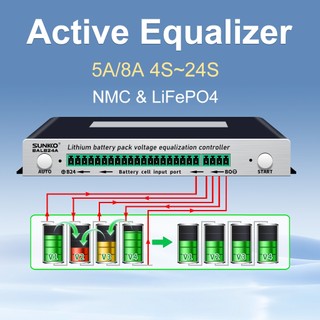 5A/8A การปรับสมดุลแบตเตอรี่ลิเธียม NCM/Li-ion/LiFePO4 Active Equalizer Balance 4S/8S/13S/16S/24S