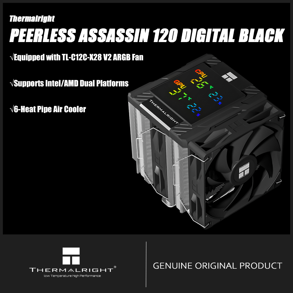 Thermalright Peerless Assassin 120 DIGITAL BLACK CPU Air Cooler PA120 DIGITAL BLACK มาพร้อมกับ TL-C1