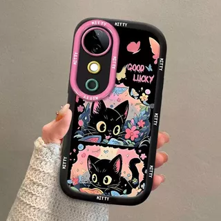 เคส Vivo V70 X200 FE V50 Lite V40 5G เคส Vivo V40 Pro สี Planet Cat พัฟเคสโทรศัพท์ซิลิโคนเหลวเลนส์ Precision Hole แพคเกจเต็ม Drop ทน