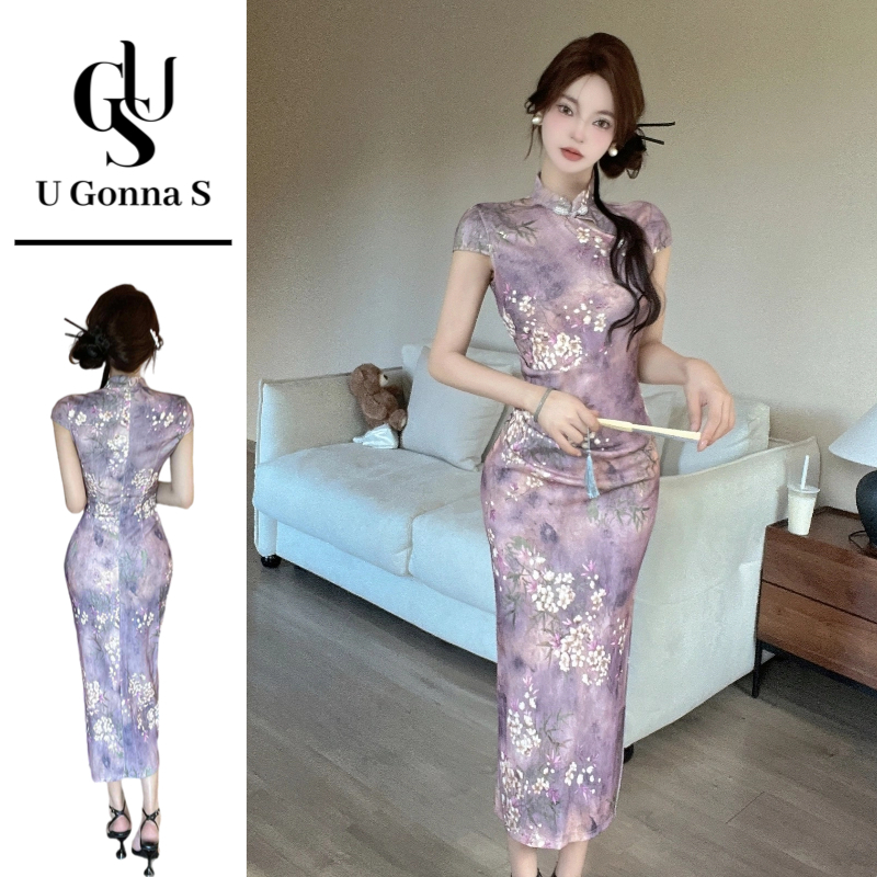 U Gonna Sชุดยาวผู้หญิงCheongsamโมเดิร์นPlusขนาดแขนกุดเซ็กซี่จีนแฟชั่นElegant Bodycon 2026 ยืดDinner Partyชุดแบบดั้งเดิม