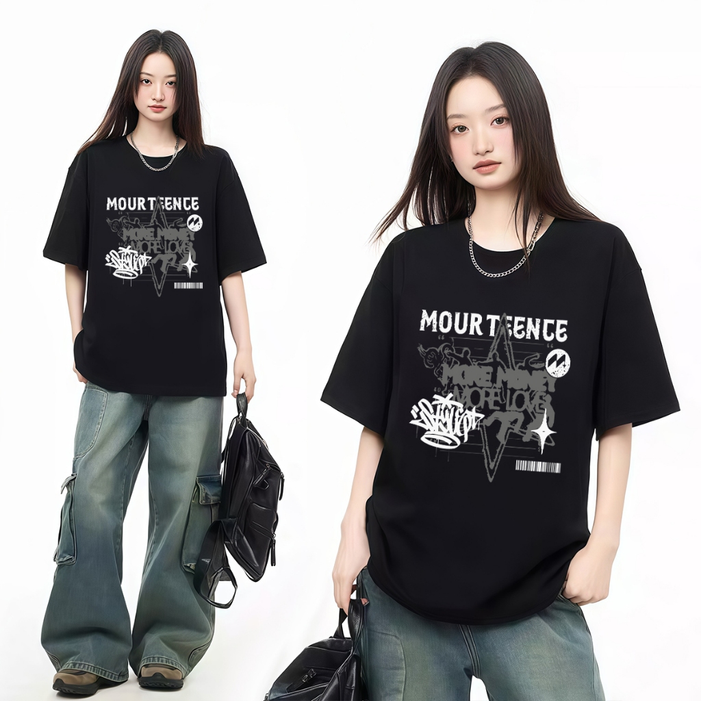 (ผ้าฝ้าย 100%) Luvoro 2025 เสื้อยืด เสื้อยืดสีดำและสีขาวย้อนยุค ออกแบบรอบคอสำหรับผู้ชายและผู้หญิง ทำจากผ้าฝ้ายแท้ 100% C1699
