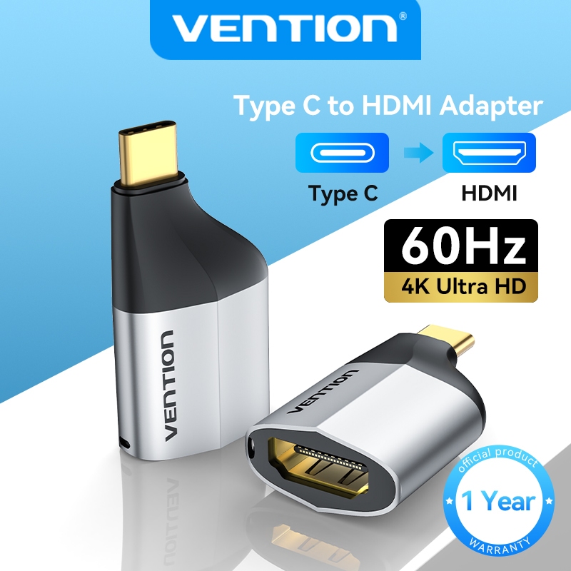 Vention อแดปเตอร์ Type-C to HDMI เสียบเดียวเชื่อมจอใหญ่ ทำงานกับ แล็ปท็อป/Mac/มือถือ
