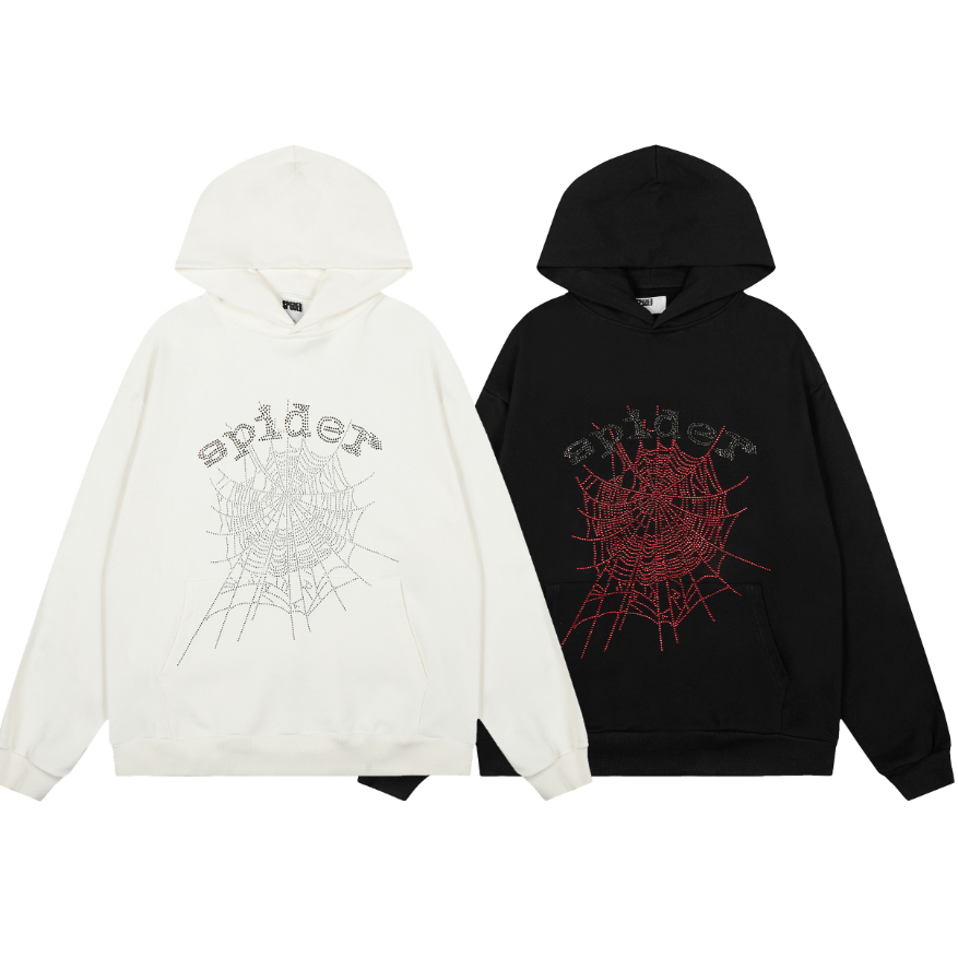 แฟชั่น SP5DER Hot Diamond Spider Web Hoodie