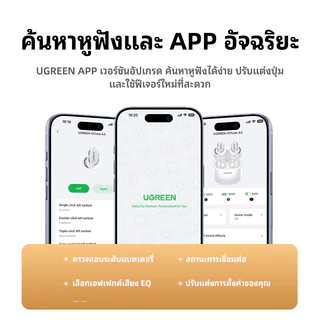 UGREEN Dots Bluetooth 6.0 หูฟัง TWS 2 ไมค์รองรับ AAC/SBC Audio Codecs Hi-Pure Sound Spatial Audio Latency ต่ํา App ควบคุมหูฟังไร้สาย