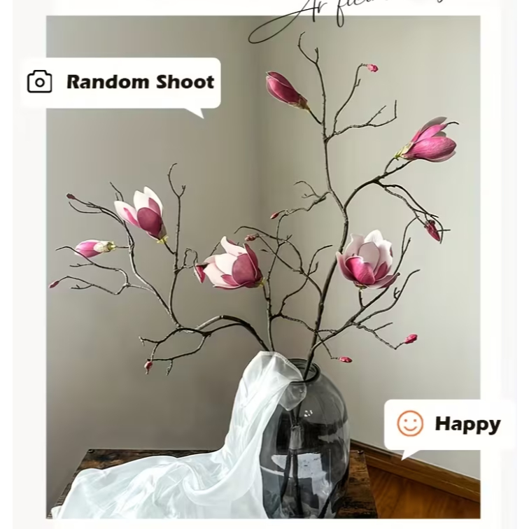 39 "ประดิษฐ์ Magnolia สาขา Everlast ดอกไม้ Faux - ก้านเดี่ยวสําหรับห้องนั่งเล่น/Cafe/Table Entrance 