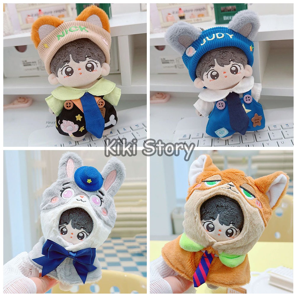 10 ซม.ตุ๊กตาเสื้อผ้าปลาดาวตุ๊กตา Zootopia กระต่าย Fox นักสืบชุด Judy Nick เสื้อคลุม GIDLE AESPA IVE 
