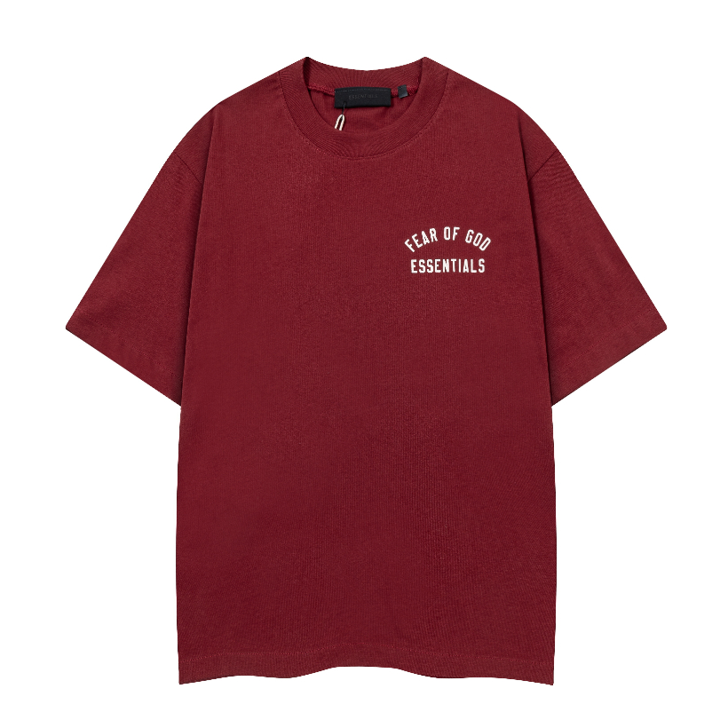 ❤❤ High Street Fear of GOD เสื้อยืดขนาดใหญ่ลําลองแขนสั้นสีแดงสําหรับผู้ชายและผู้หญิง