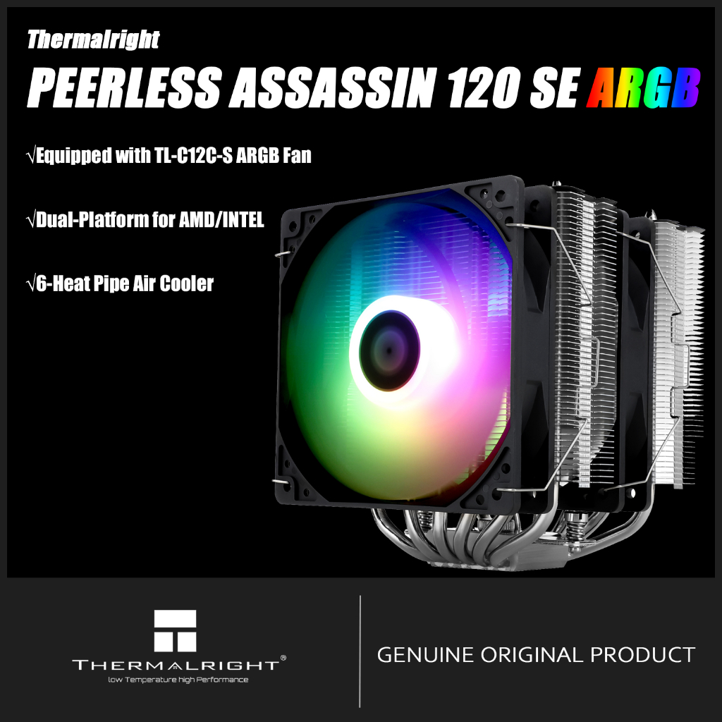Thermalright Peerless Assassin 120 SE ARGB CPU Air Cooler PA120 SE ARGB พร้อม TL-C12C-S ARGB พัดลม Dual-แพลตฟอร์มสําหรับ AMD/INTEL 6-ท่อความร้อน Air Cooler