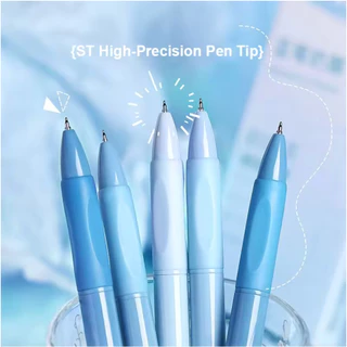 ปากกาหมึกเยอะ ปากกาแบบกด ขนาด 0.5mm เขียนลื่น 5 ด้าม / กล่อง ปากกาเจล มึกสีดํา เหมาะสําหรับการเขียนข้อสอบ
