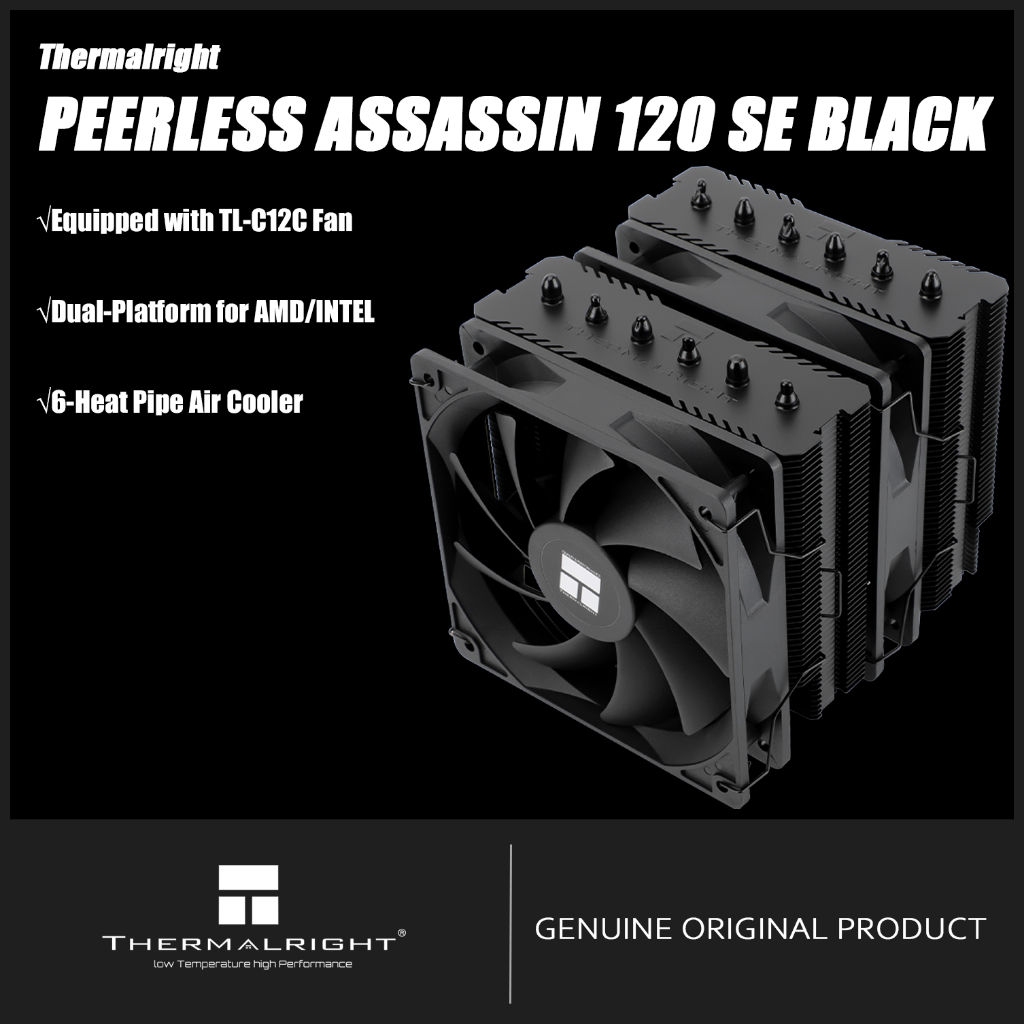 Thermalright Peerless Assassin 120 SE สีดํา CPU Air Cooler PA120 SE สีดําติดตั้ง TL-C12C Dual-Platfo
