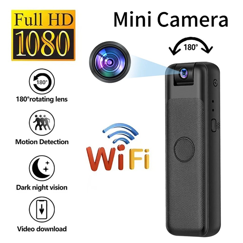 กล้องตัว 1080พี พร้อมกล้องแอคชั่นแคมเมราแบบพกพาขนาดเล็ก อินเตอร์เน็ตไร้สาย 180° วิสัยทัศน์กลางคืนเลนส์หมุนได้รองรับ 128กิกะไบต์สําหรับการขี่จักรยานกีฬากลางแจ้ง