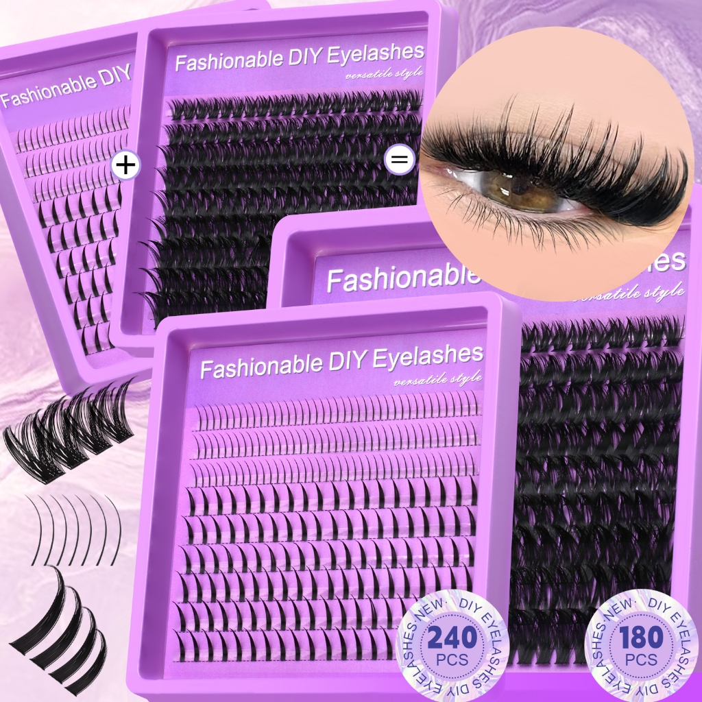 ส่วนบุคคล Lash Clusters DIY Voluminous C-Curl Eyelash Extension Kit คอสเพลย์ Spiry ขนตาปลอม