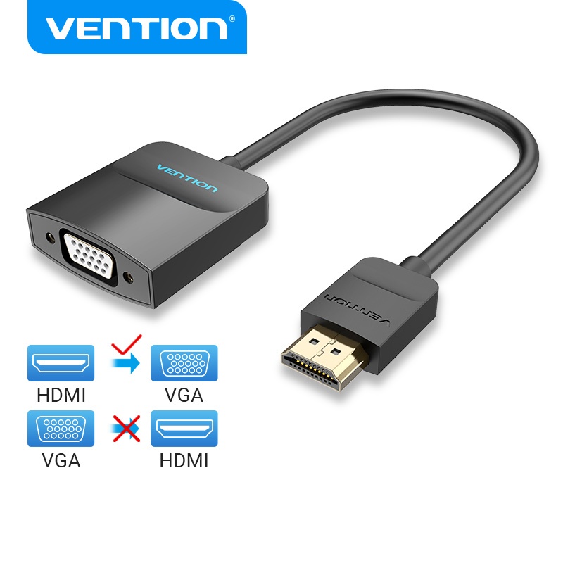Vention สายแปลงสัญญาณ HDMI เป็น VGA แก้ปัญหาจอเก่าไม่รองรับ รองรับเสียง สำหรับ พีซี โน้ตบุ๊ค อุปกรณ์นำเสนอ