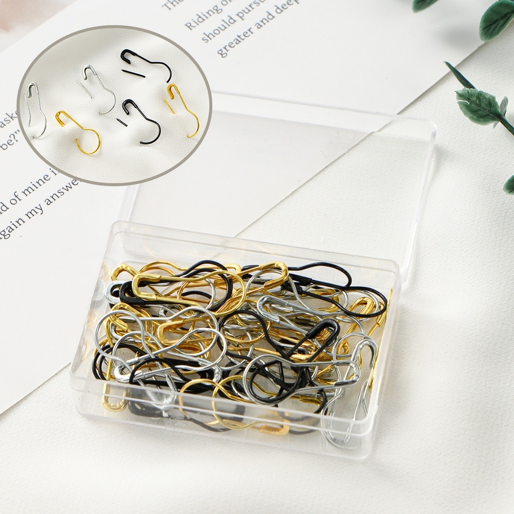 LOVOSME กล่องมุสลิม Headscarf ผ้าคลุมไหล่ Pin ลูกปัดสี Ains เสื้อผ้าคงที่เข็มกลัด Gold Safety Pin Anti Slip