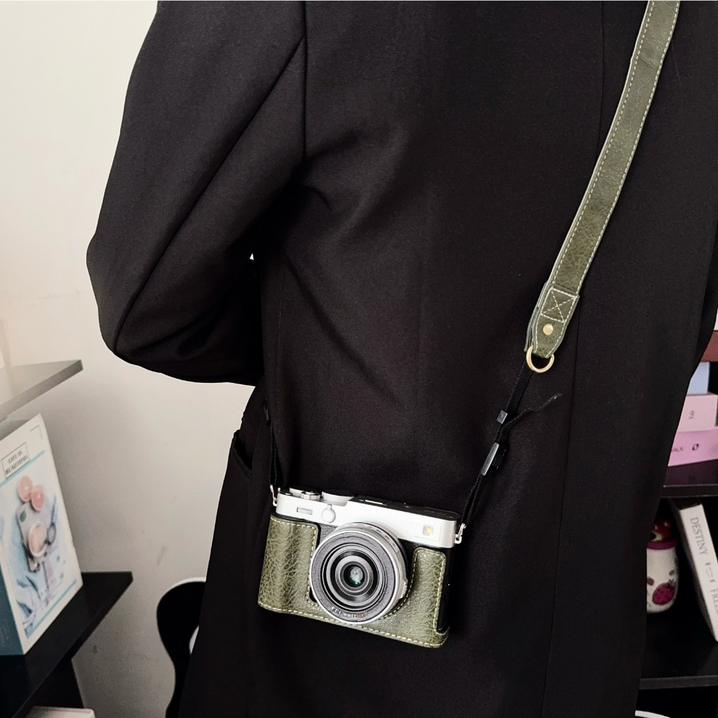 เคสหนังครึ่งสําหรับ FUJI X-E5 XE5 Camera Grip พร้อมสายคล้องไหล่