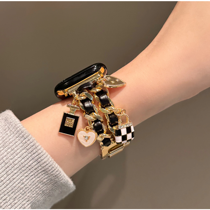 Chain Leather Pendant Strap For Huawei watch gt 6 pro สาย Huawei watch gt 6 Strap Huawei watch GT 5 สาย huawei watch gt 5 pro / Huawei GT6 สาย Huawei GT5 Pro / GT2/ Huawei GT3/ huawei GT4 / Redmi watch 5 Active สาย Galaxy watch 6 5/ Galaxy watch 7 Strap - รูปที่ 6