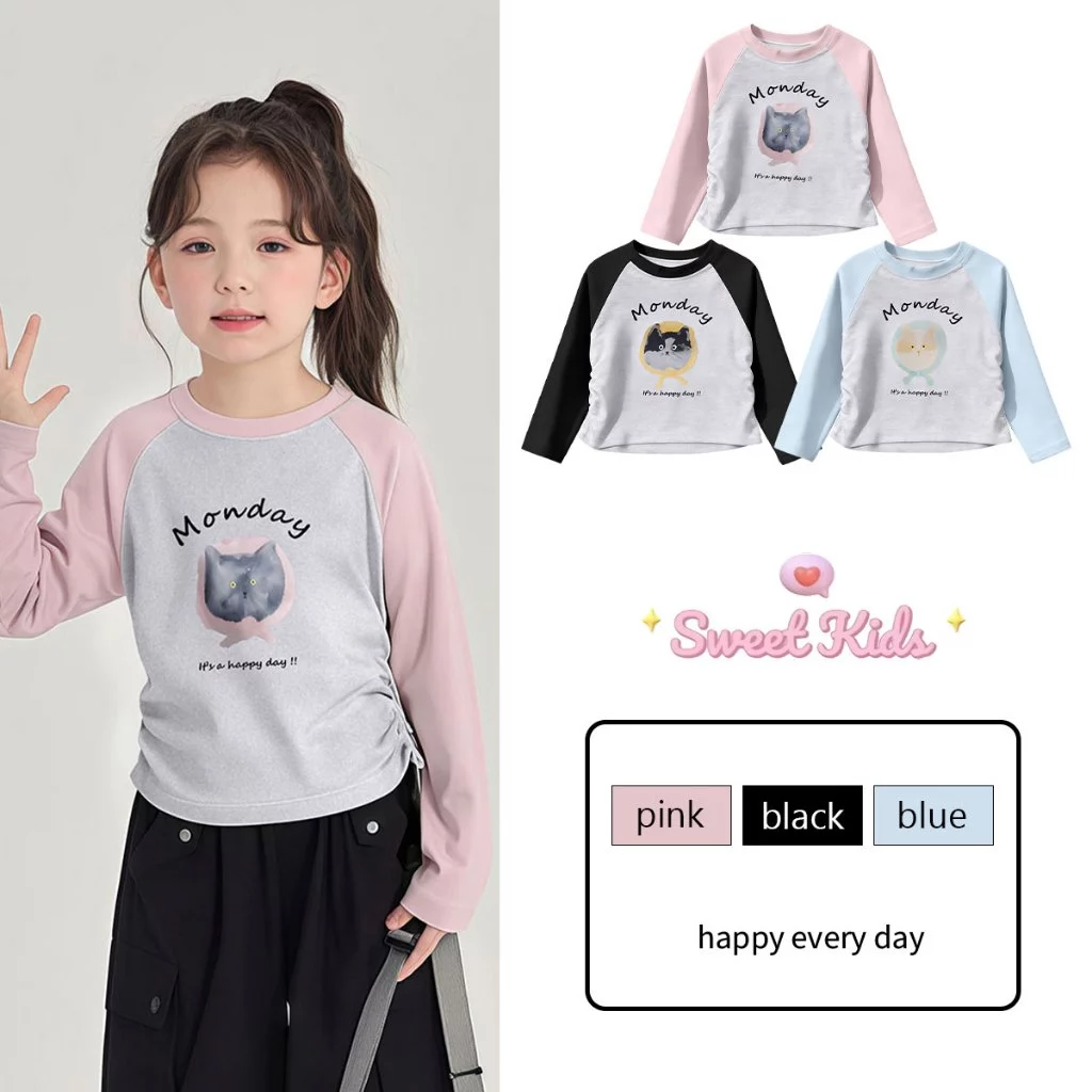 SweetKids พร้อมส่งจากกทม🌸เสื้อยืดแขนยาวเด็กผู้หญิงแฟชั่น🍓เสื้อคอกลมเด็ก ลายการ์ตูนสุดน่ารัก ลำลอง แมทช์ง่าย เนื้อนุ่ม เหมาะสำหรับเด็กผู้หญิงใส่ในทุกโอกาส