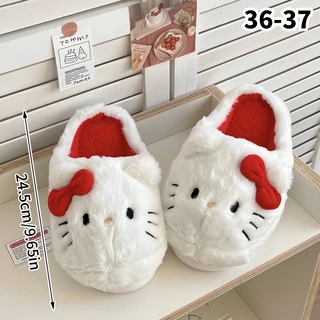 Lnth รองเท้าแตะตุ๊กตา Kittys Kawaii น่ารักนักเรียนฤดูใบไม้ร่วงฤดูหนาวห้องนอน Soft Cushion Plush ห้องนอน Aldult รองเท้าสาว Xmas ร้อน