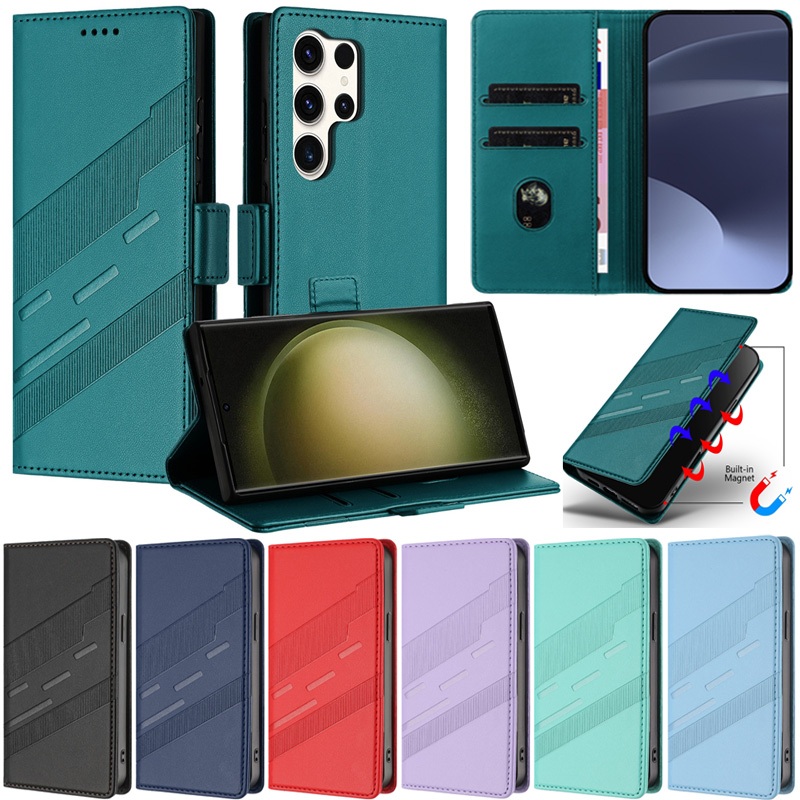 SAMSUNG DeluxeปลอกสําหรับSamsung Galaxy S25 Ultra S24/S23/S22 Ultra Note 20 Ultra Note 10 + หมายเหตุ 9 หมายเหตุ 8 หมายเหตุ 10 Liteล็อคแม่เหล็กกระเป๋าสตางค์หนังPUฝาครอบกรณี