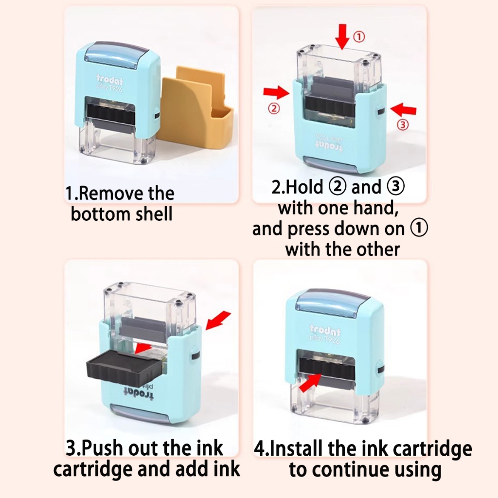 โทรดัท พิมพ์ ที926 ตรายาง อัตโนมัติ ตัวเอง หมึก แสตมป์ลายเซ็น/โลโก้ที่กําหนดเองแสตมป์สําหรับพยาบาลหมอสํานักงานบริษัททั้งหมดพร้อมฟรีพวงกุญแจและสติกเกอร์และหมึก10มล - รูปที่ 3