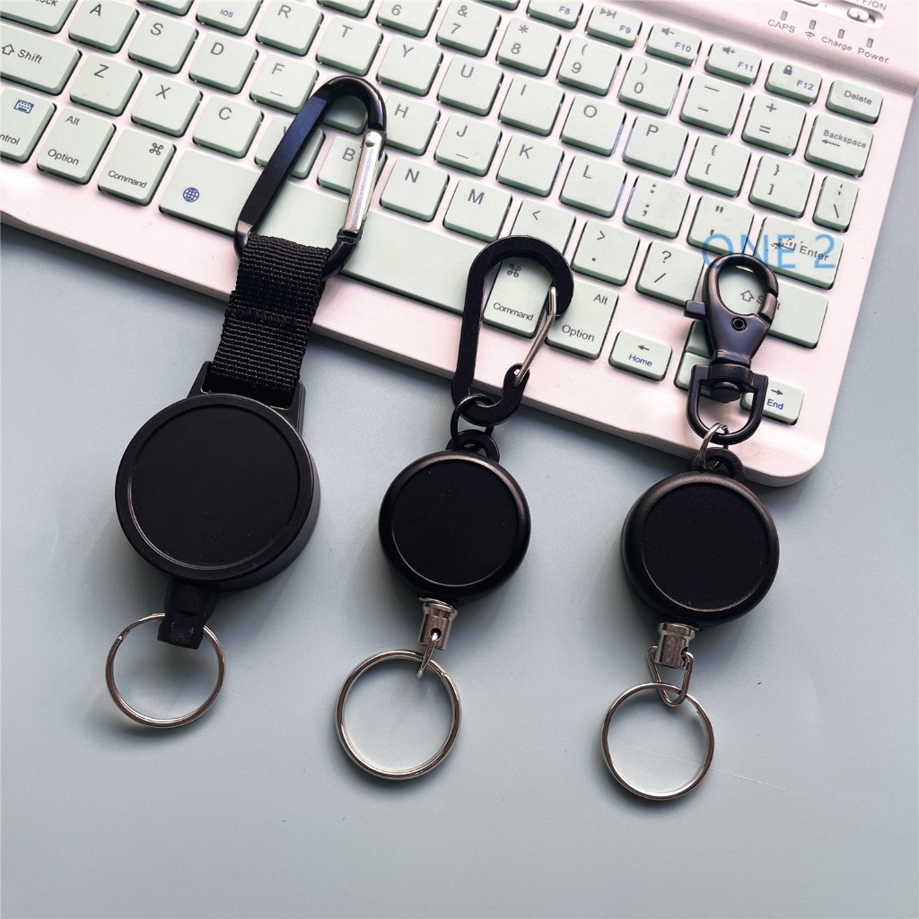 Retractable พวงกุญแจสีดําป้าย Reel ผู้ถือ Anti-lost Credentials ผู้ถือ Simple ชื่อแท็ก Premium Badge คลิปอุปกรณ์เสริมสํานักงาน