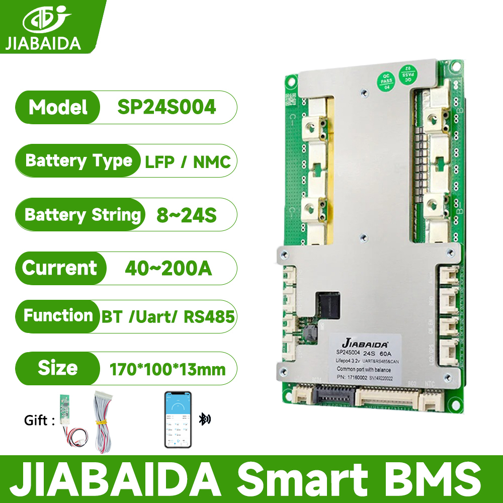 JBD BMS 8S-24S 8S 16S 20S 24S Lifepo4 Li-ion JIABAIDA สมาร์ท Bms พร้อม Balancer BT UART RS485 สามารถ