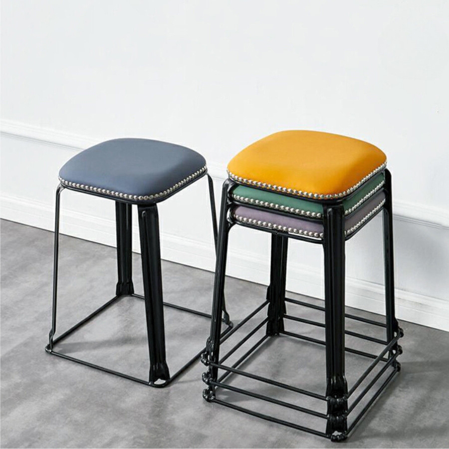 เก้าอี้บาร์ Dinning Stool ขาเหล็กของเก้าอี้ขนาด 33/47 ซม. รับน้ําหนักได้ 150 กก. เหมาะสําหรับคาเฟ่และบาร์