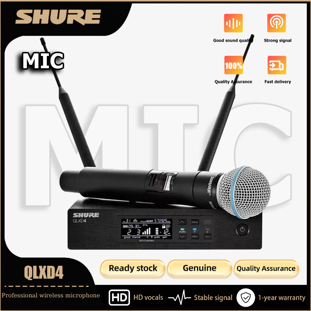 Shure QLXD4 คุณภาพสูง Professional UHF ระบบไมโครโฟนไร้สาย BETA58A/SM58 ไมโครโฟนแบบใช้มือถือ,สําหรับเ